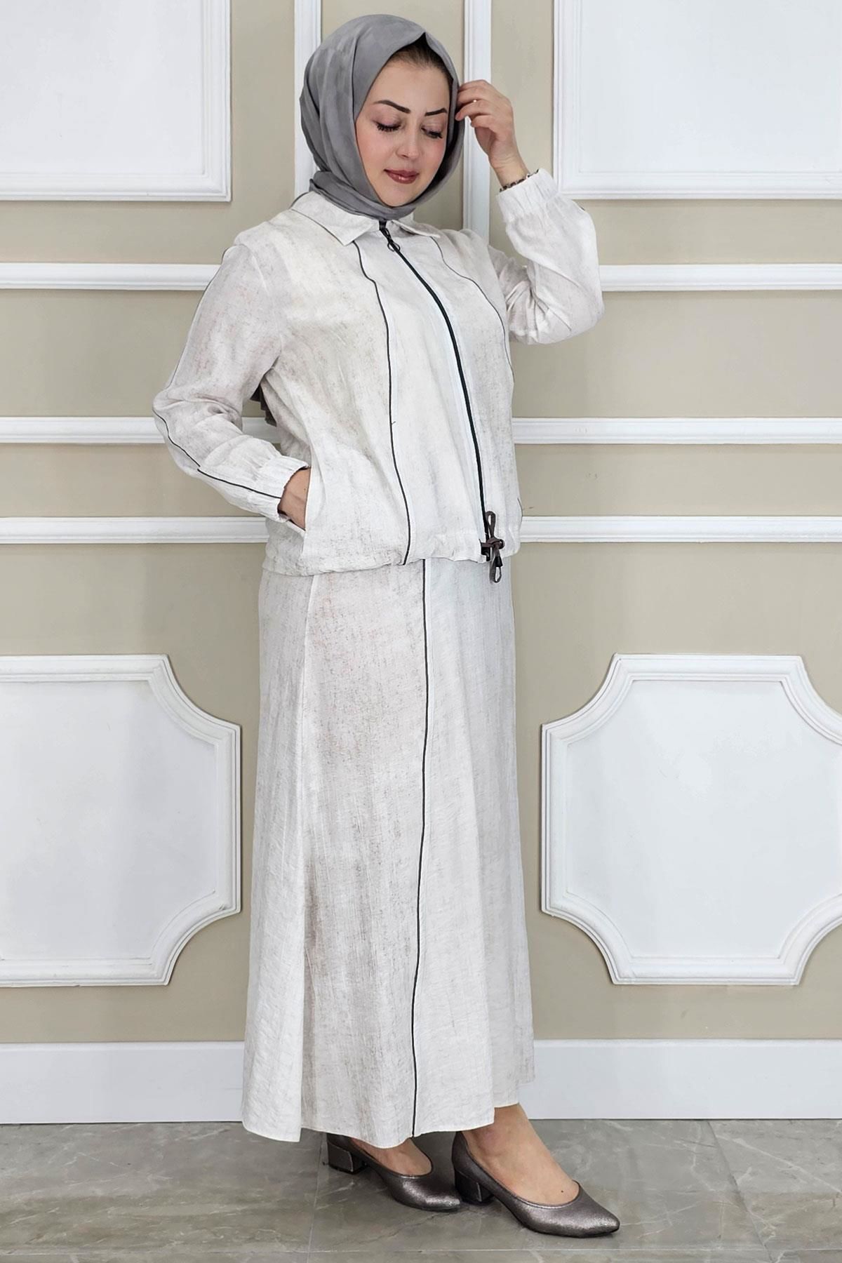 PYS KADIN BİYELİ FERMUARLI TESETTÜR TAKIM TAŞ - 5 BEDEN