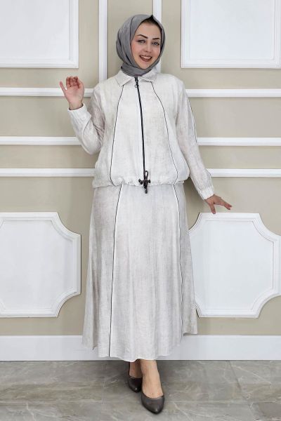 PYS KADIN BİYELİ FERMUARLI TESETTÜR TAKIM TAŞ - 5 BEDEN