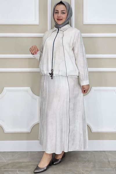 PYS KADIN BİYELİ FERMUARLI TESETTÜR TAKIM TAŞ - 5 BEDEN