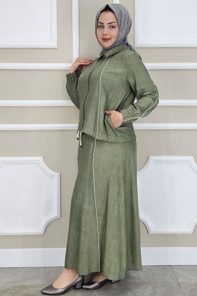 PYS KADIN BİYELİ FERMUARLI TESETTÜR TAKIM HAKİ - 2 BEDEN