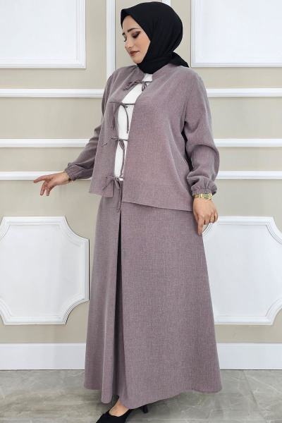 PYS KADIN ÖNÜ BAĞCIKLI TESETTÜR 3 LÜ TAKIM MÜRDÜM - 3 BEDEN