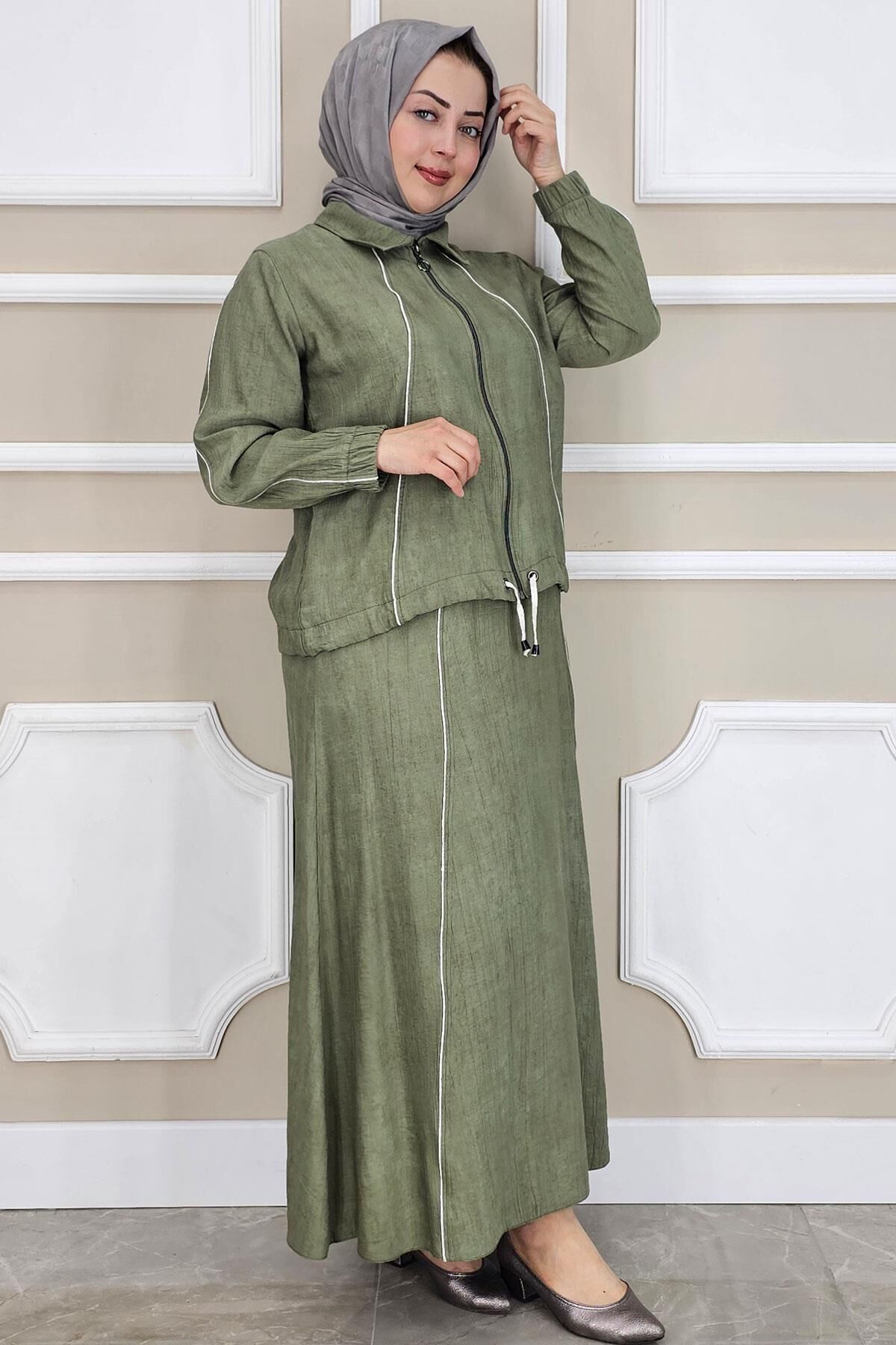 PYS KADIN BİYELİ FERMUARLI TESETTÜR TAKIM HAKİ - 4 BEDEN