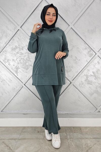 KADIN KAPÜŞONLU ARMA DETAYLI TESETTÜR TAKIM