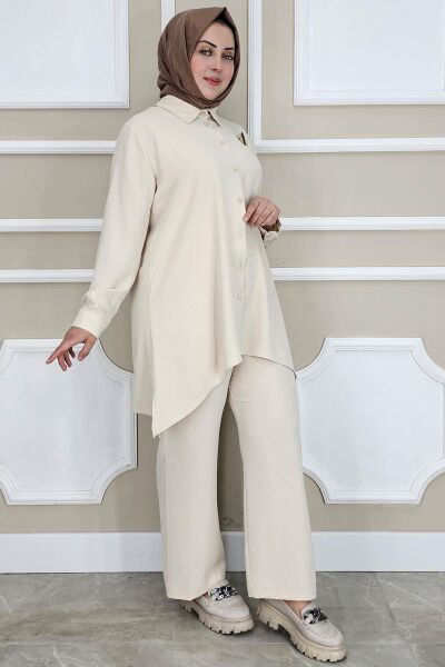 KADIN BROŞ DETAYLI TESETTÜR TAKIM TAŞ - 5 BEDEN