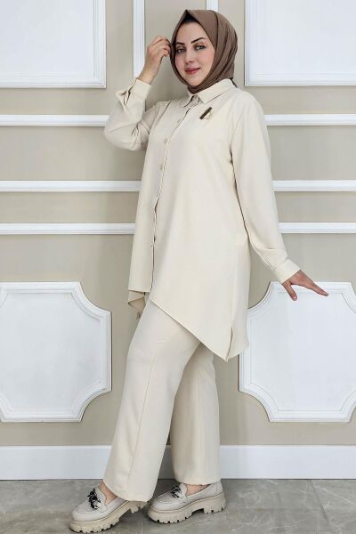 KADIN BROŞ DETAYLI TESETTÜR TAKIM TAŞ - 5 BEDEN