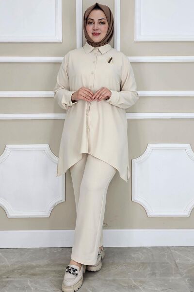 KADIN BROŞ DETAYLI TESETTÜR TAKIM TAŞ - 5 BEDEN