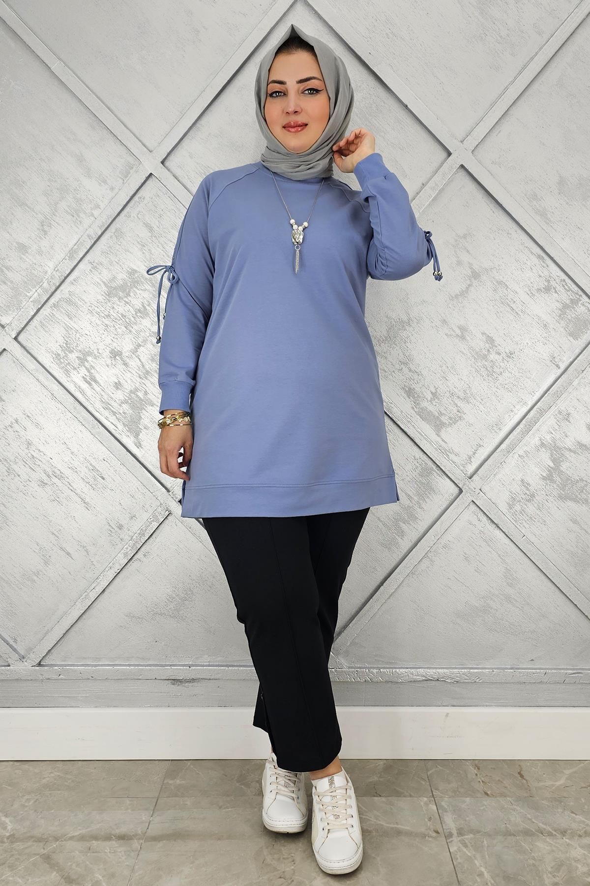 KADIN KOLU AKSESUAR DETAYLI TESETTÜR TUNİK