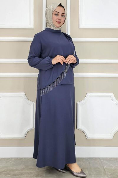 PYS KADIN PÜSKÜL AKSESUARLI TESETTÜR TAKIM ANTRSİT - 5 BEDEN