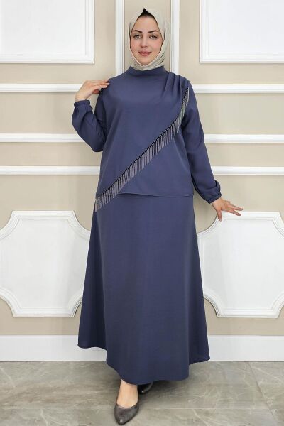 PYS KADIN PÜSKÜL AKSESUARLI TESETTÜR TAKIM ANTRSİT - 5 BEDEN