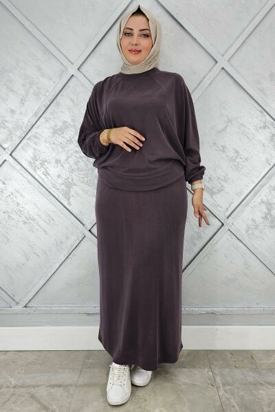 KADIN YARASA KOL TESETTÜR TAKIM KAHVERENGİ - 2 BEDEN