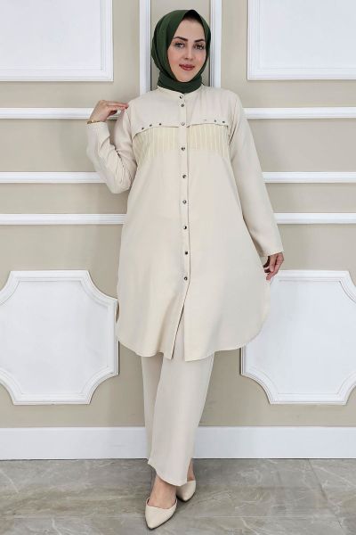 PYS KADIN KOMBİNLİ TAŞ DETAYLI TESETTÜR TAKIM TAŞ - 5 BEDEN