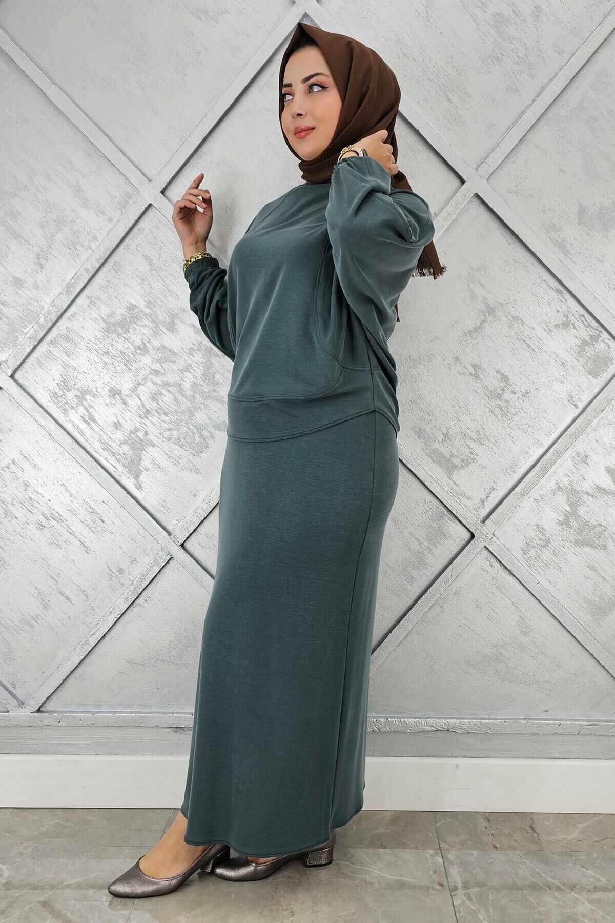 KADIN YARASA KOL TESETTÜR TAKIM YEŞİL - 3 BEDEN