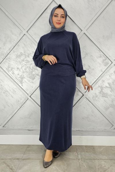 KADIN YARASA KOL TESETTÜR TAKIM LACİVERT - 5 BEDEN