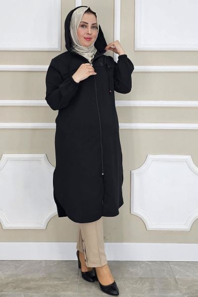 PYS KADIN DİKME AKSESUAR DETAYLI TESETTÜR KAP SİYAH - 4 BEDEN