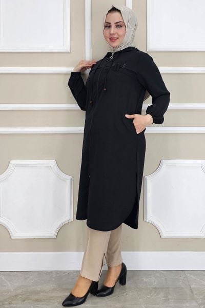 PYS KADIN DİKME AKSESUAR DETAYLI TESETTÜR KAP SİYAH - 4 BEDEN