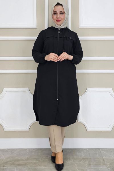 PYS KADIN DİKME AKSESUAR DETAYLI TESETTÜR KAP SİYAH - 4 BEDEN