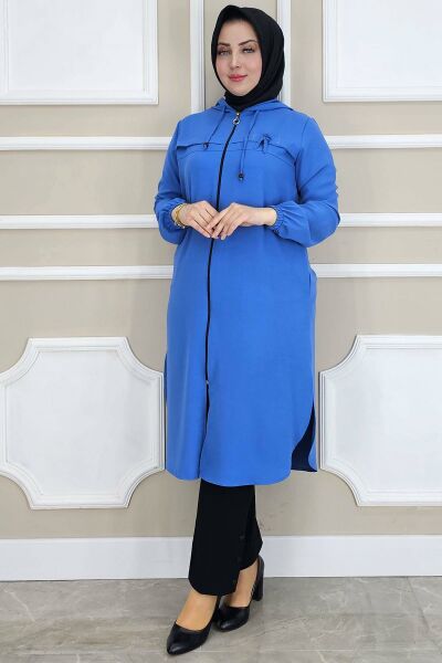 PYS KADIN DİKME AKSESUAR DETAYLI TESETTÜR KAP MAVİ - 5 BEDEN