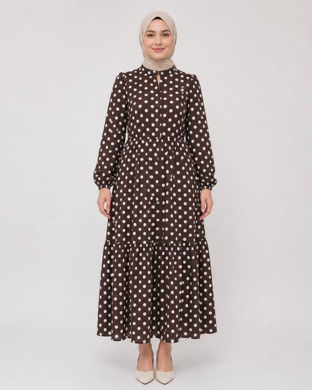 NEVA 2398 MANGO DESENLİ SALAŞ KİLOŞ ELBİSE MÜRDÜM - S-M