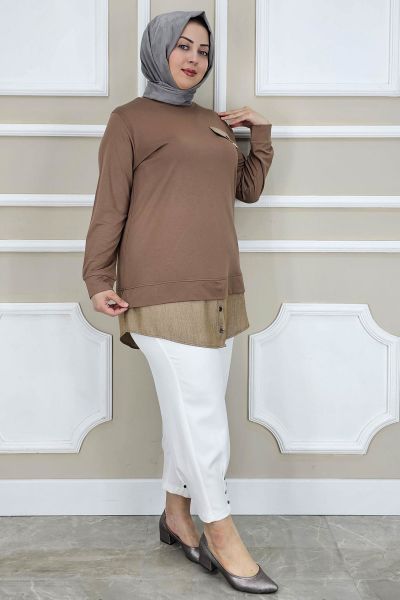 PYS KADIN KOT KOMBİNLİ DÜĞME DETAYLI TESETTÜR TUNİK TABA - 2 BEDEN