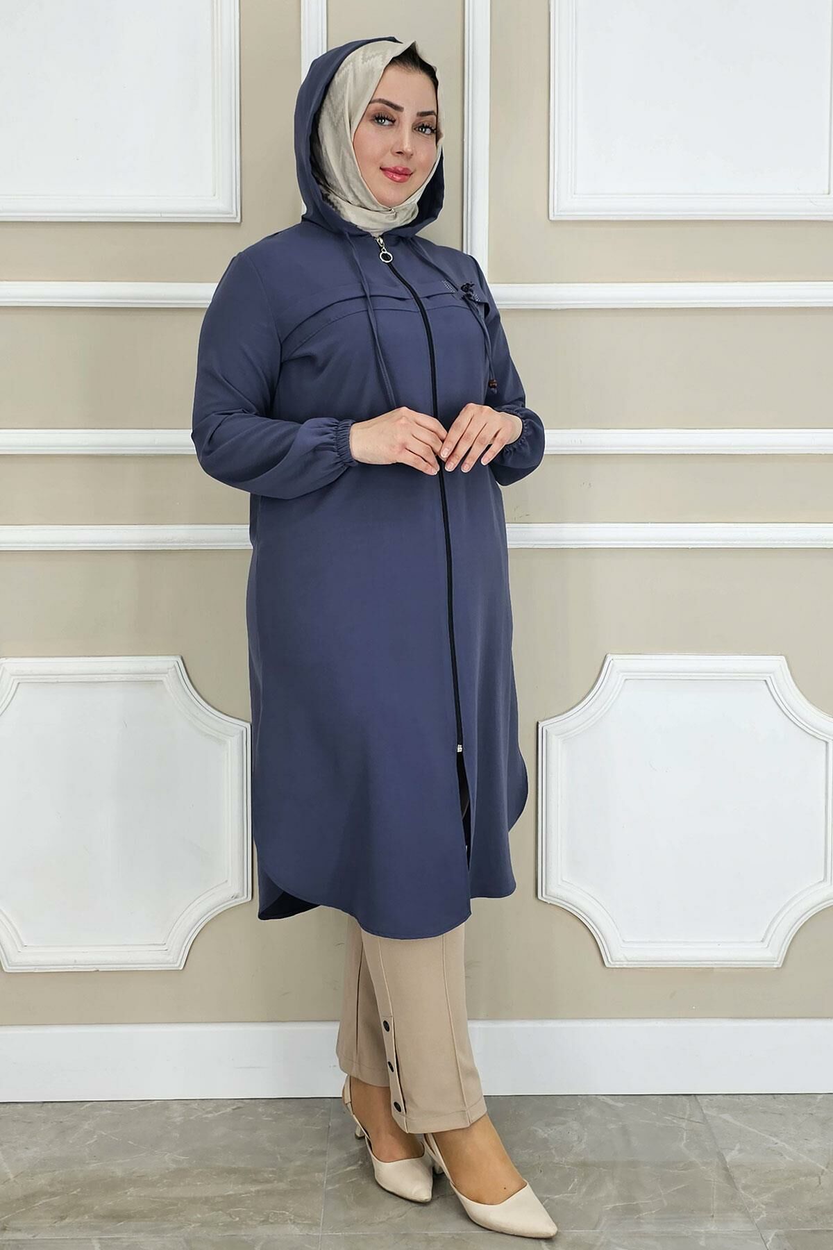 PYS KADIN DİKME AKSESUAR DETAYLI TESETTÜR KAP ANTRSİT - 4 BEDEN