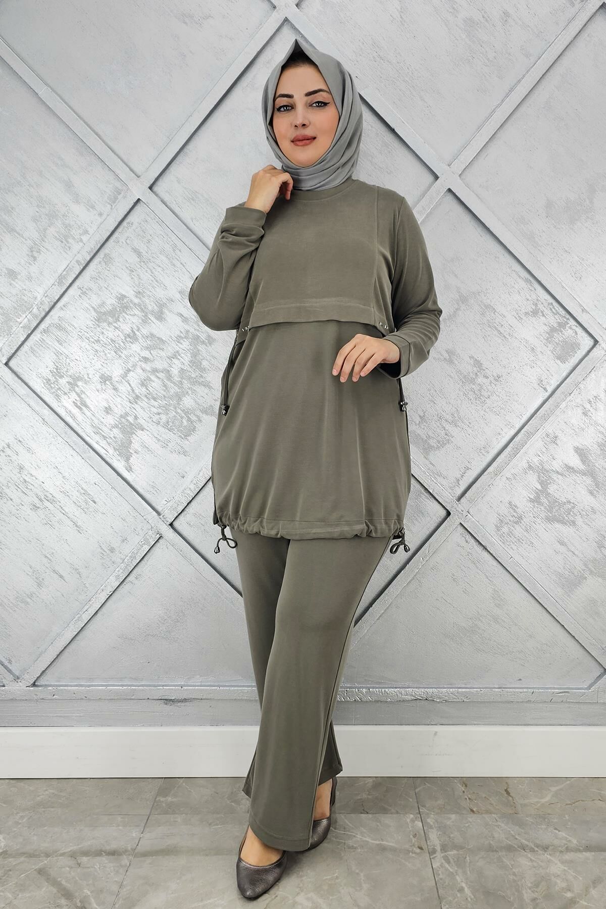 KADIN TAŞ DETALI BAĞCIKLI TESETTÜR TAKIM