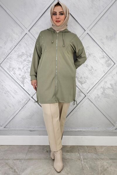 KADIN RİVET DETAYLI PANTOLON TAŞ - 52