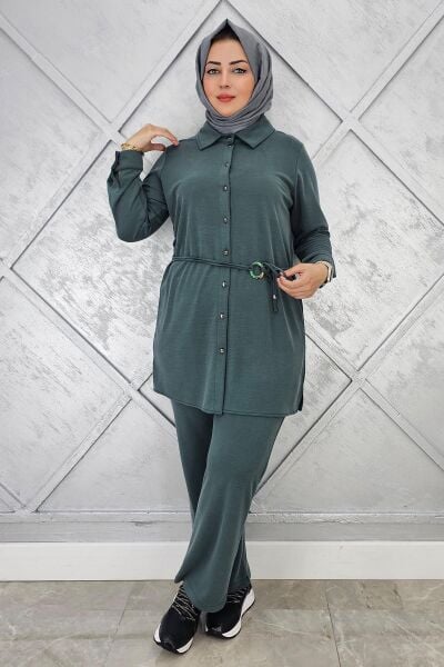 KADIN BELİ KEMER DETAYLI TESETTÜR TAKIM TAŞ - 3 BEDEN