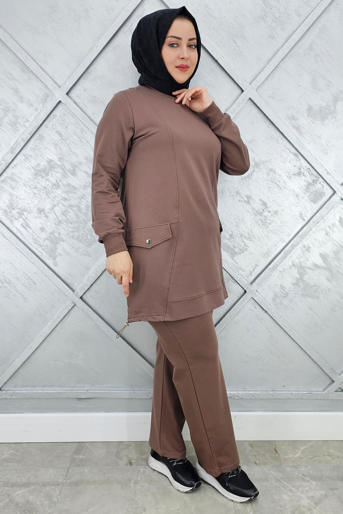 KADIN CEP GÖRÜNÜMLÜ TESETTÜR TAKIM VİZON - XL