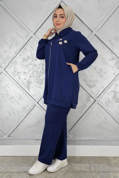 KADIN FERMUARLI ÇİÇEK DETAYLI TESETTÜR TAKIM