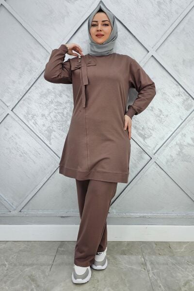 KADIN FİYONK DETAYLI TESETTÜR TAKIM VİZON - 3XL