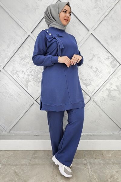 KADIN FİYONK DETAYLI TESETTÜR TAKIM İNDİGO - L