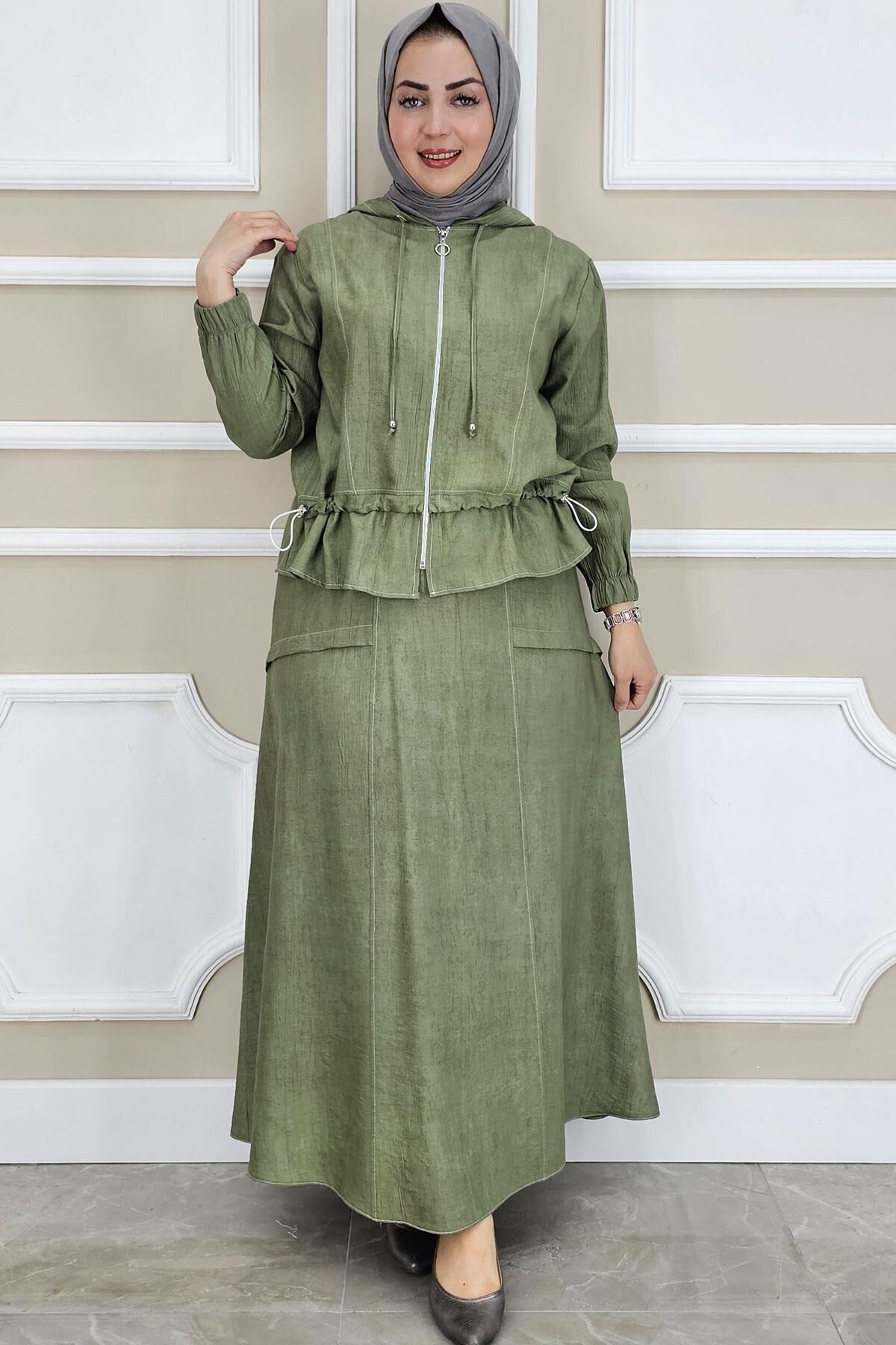 PYS KADIN KAPÜŞONLU ETEKLİ TESETTÜR TAKIM