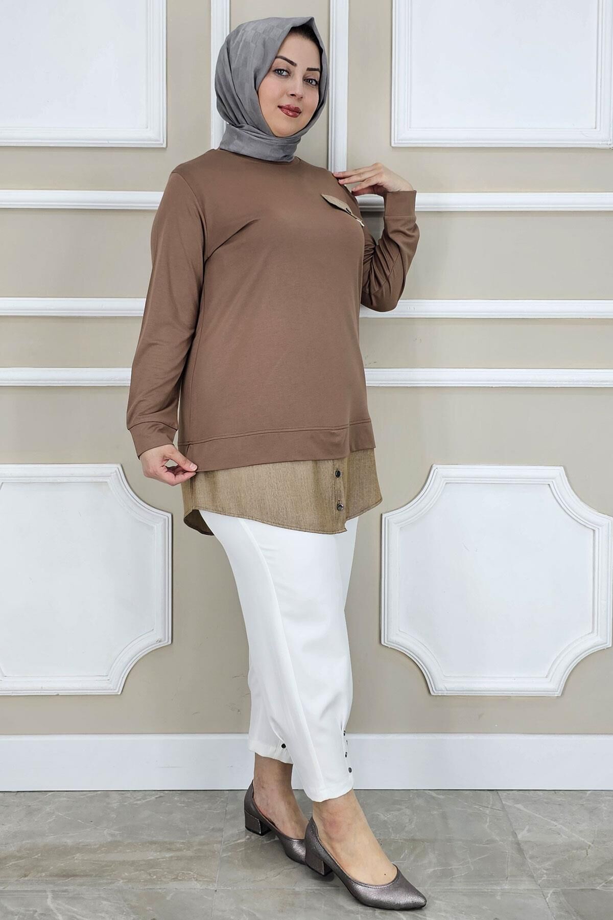 KADIN KOT KOMBİNLİ DÜĞME DETAYLI TESETTÜR TUNİK TABA - 3 BEDEN