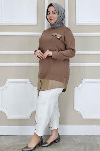 KADIN KOT KOMBİNLİ DÜĞME DETAYLI TESETTÜR TUNİK TABA - 3 BEDEN