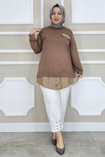 KADIN KOT KOMBİNLİ DÜĞME DETAYLI TESETTÜR TUNİK TABA - 3 BEDEN