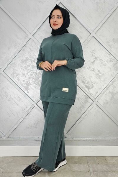KADIN KOL LASTİKLİ TESETTÜR TAKIM YEŞİL - 4 BEDEN