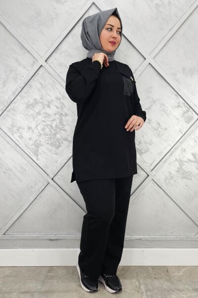 KADIN CEP GÖRÜNÜMLÜ TESSETTÜR TAKIM SİYAH - L