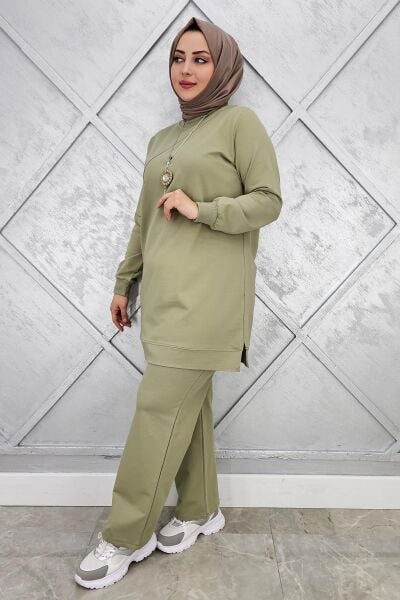 KADIN DÜĞME DETAYLI TESETTÜR TAKIM HAKİ - XL