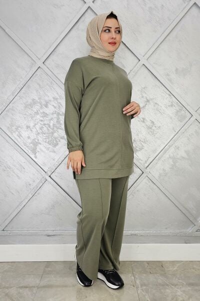 KADIN KOL LASTİKLİ TESETTÜR TAKIM HAKİ - 4 BEDEN