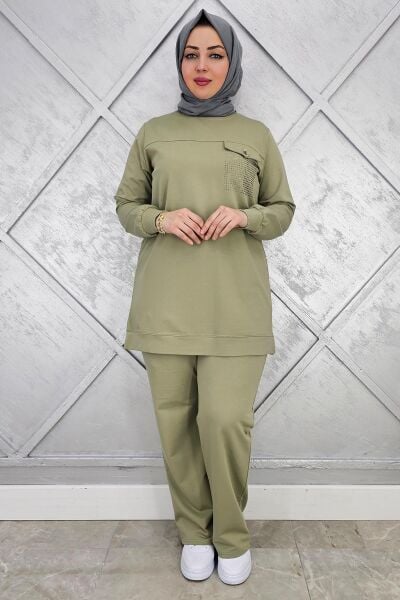 KADIN CEP GÖRÜNÜMLÜ TESSETTÜR TAKIM HAKİ - 3XL