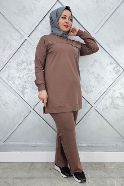 KADIN CEP GÖRÜNÜMLÜ TESSETTÜR TAKIM VİZON - 3XL