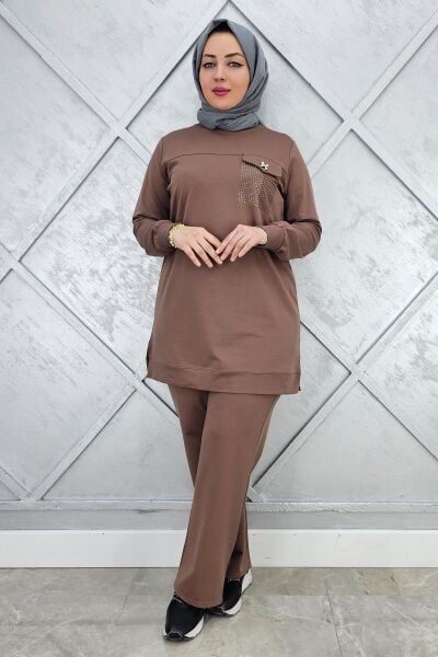 KADIN CEP GÖRÜNÜMLÜ TESSETTÜR TAKIM VİZON - L