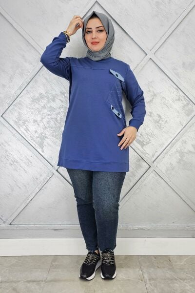 KADIN TAŞ VE DÜĞME DETAYLI TESETTÜR TUNİK