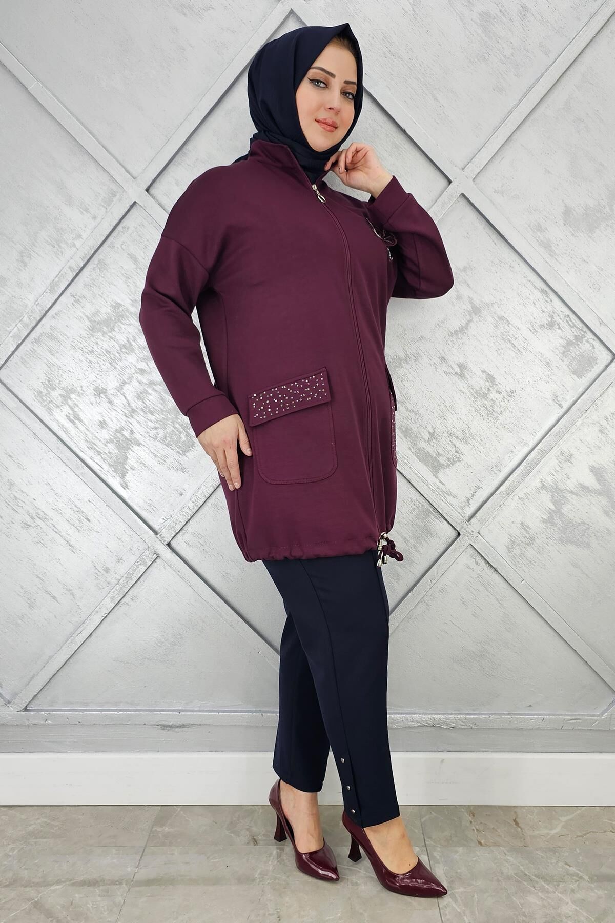 KADIN RİVET DETAYLI PANTOLON LACİVERT - 48