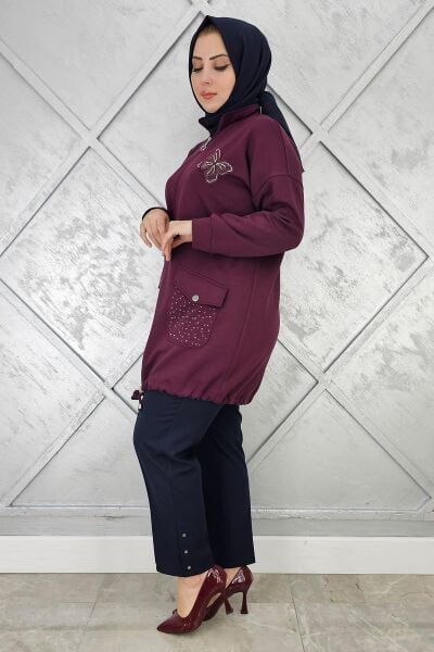 KADIN RİVET DETAYLI PANTOLON LACİVERT - 48