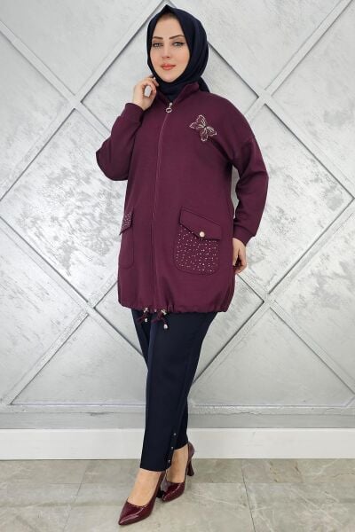 KADIN RİVET DETAYLI PANTOLON LACİVERT - 48