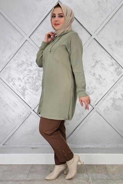 KADIN RİVET DETAYLI PANTOLON KAHVERENGİ - 46