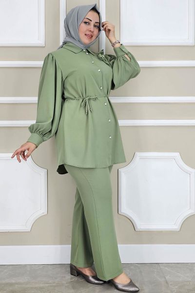 PYS KADIN ÇİÇEK BROŞ DETAYLI TESETTÜR TAKIM HAKİ - 3 BEDEN