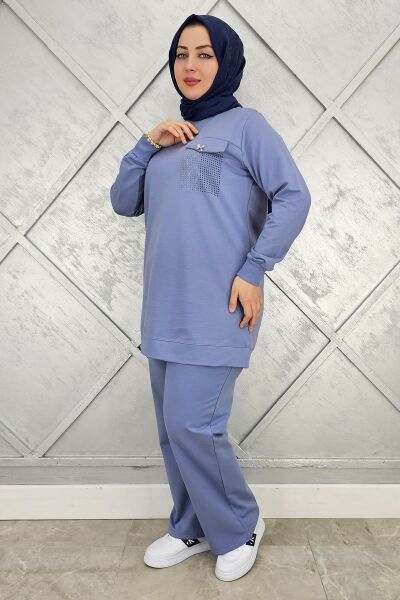 KADIN CEP GÖRÜNÜMLÜ TESSETTÜR TAKIM MAVİ - 2XL