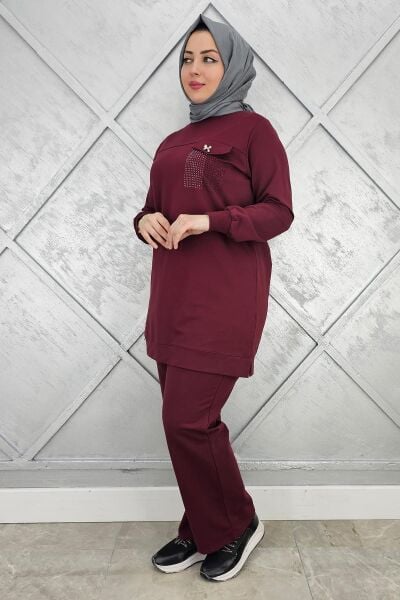 KADIN CEP GÖRÜNÜMLÜ TESSETTÜR TAKIM BORDO - L